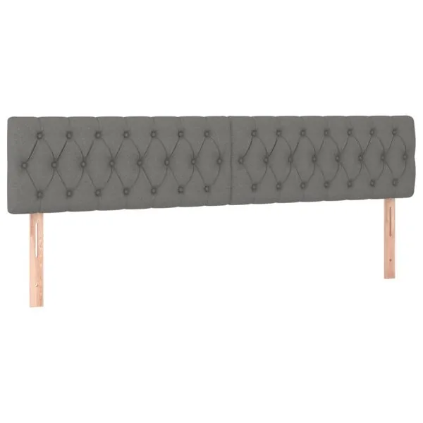 Tăblii de pat, 2 buc, gri închis, 100x7x78/88 cm, textil