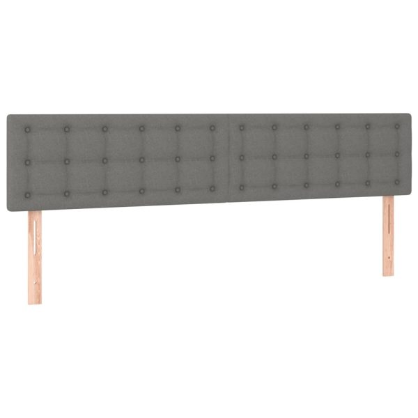 Tăblii de pat, 2 buc, gri închis, 80x5x78/88 cm, textil