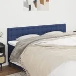 Tăblii de pat, 2 buc, albastru, 90x5x78/88 cm, textil
