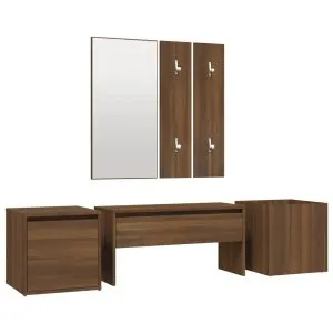 Set de mobilier pentru hol, stejar maro, lemn prelucrat