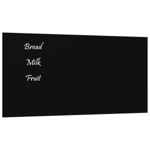 Tablă magnetică de perete neagră 40×20 cm, sticlă securizată