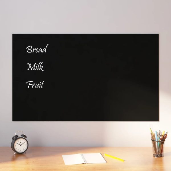 Placă magnetică de perete, negru, 100×60 cm sticlă securizată