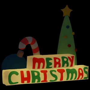 Decorațiune „Merry Christmas” gonflabilă, cu LED-uri, 197 cm