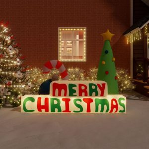 Decorațiune „Merry Christmas” gonflabilă, cu LED-uri, 197 cm
