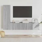 Set dulap TV, 3 piese, gri sonoma, lemn prelucrat