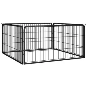 Padoc pentru câini cu 4 panouri, negru, 100×50 cm, oțel