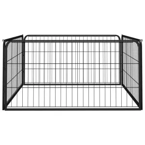 Padoc pentru câini cu 4 panouri, negru, 100×50 cm, oțel