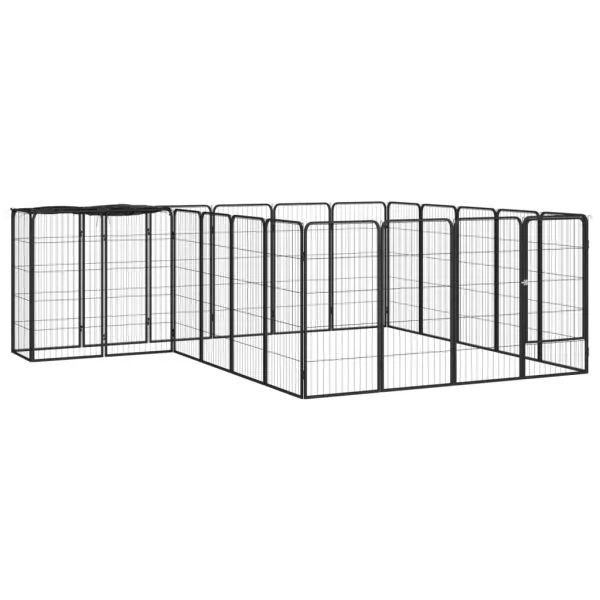 Țarc câini 22 panouri negru 50×100 cm oțel vopsit electrostatic