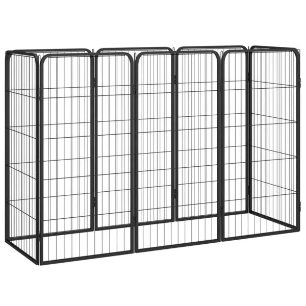 Țarc câini 8 panouri, negru 50×100 cm oțel vopsit electrostatic