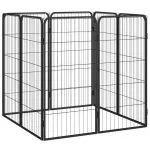 Țarc câini 8 panouri, negru 50×100 cm oțel vopsit electrostatic