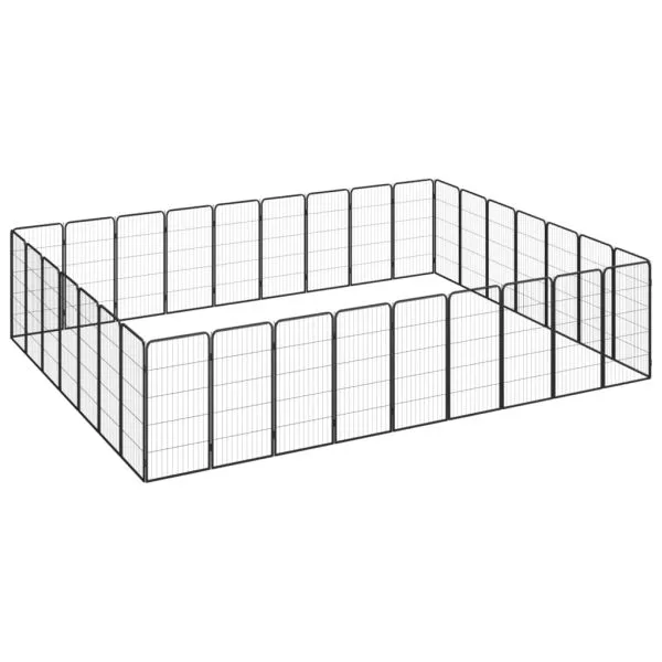 Țarc câini 32 panouri negru 50×100 cm oțel vopsit electrostatic