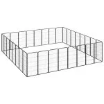 Țarc câini 32 panouri negru 50×100 cm oțel vopsit electrostatic