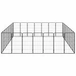 Țarc câini 32 panouri negru 50×100 cm oțel vopsit electrostatic