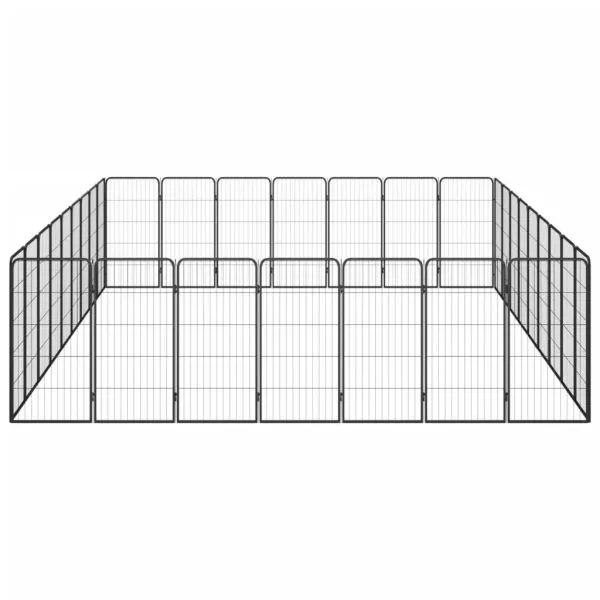 Țarc câini 32 panouri negru 50×100 cm oțel vopsit electrostatic