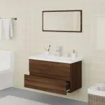 Set de mobilier de baie, stejar maro, lemn prelucrat