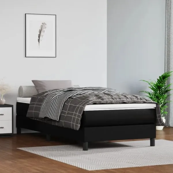 Saltea de pat cu arcuri, negru, 80x200x20 cm, piele ecologică