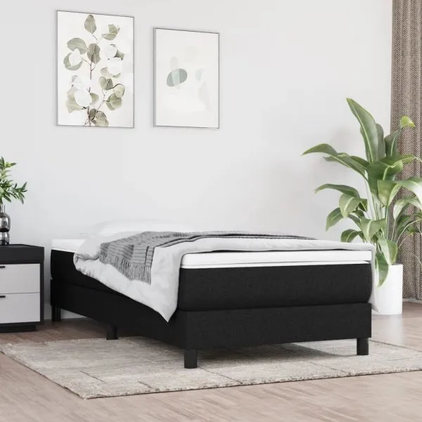 Saltea de pat cu arcuri, negru, 90x190x20 cm, textil