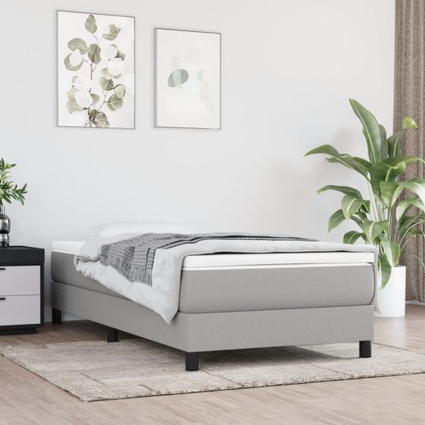 Saltea de pat cu arcuri, gri deschis, 90x200x20 cm, textil