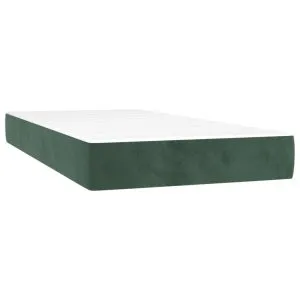Saltea de pat cu arcuri, verde închis, 100x200x20 cm, catifea