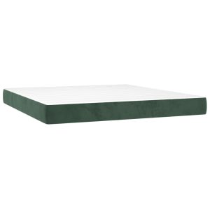 Saltea de pat cu arcuri, verde închis, 160x200x20 cm, catifea