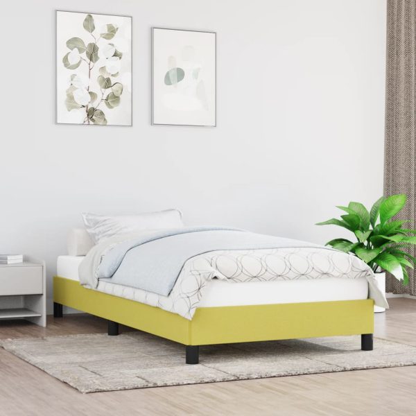 Cadru de pat fără saltea, verde, 100×200 cm, textil