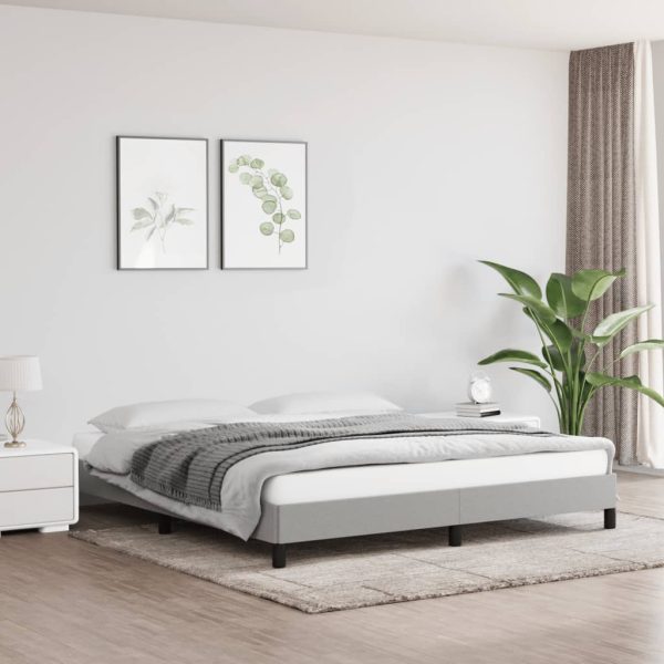 Cadru de pat fără saltea, gri deschis, 180×200 cm, textil