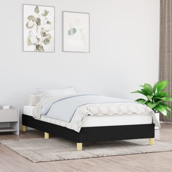 Cadru pat fără saltea țesătură neagră 90×200 cm