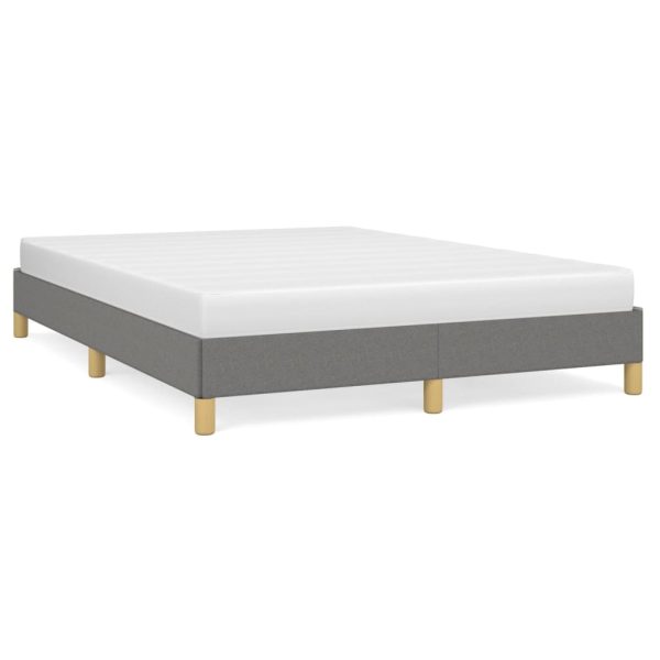 Cadru de pat fără saltea, gri închis, 140×190 cm, textil