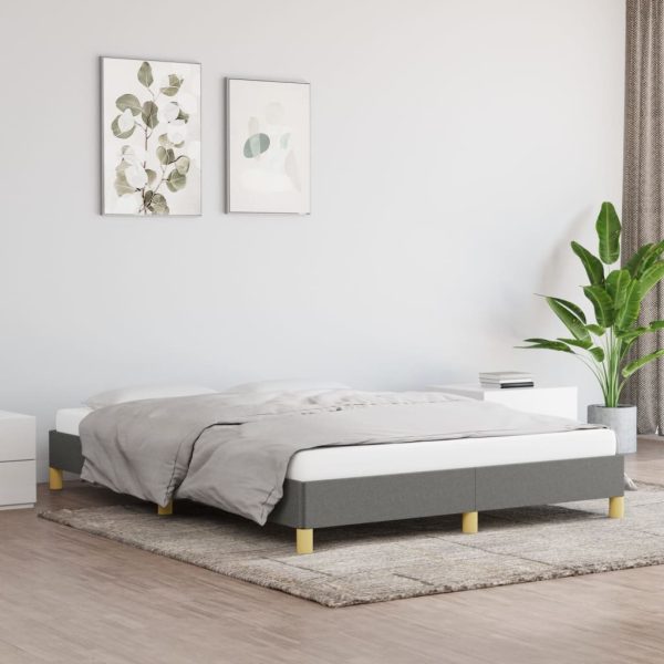 Cadru de pat fără saltea, gri închis, 140×190 cm, textil