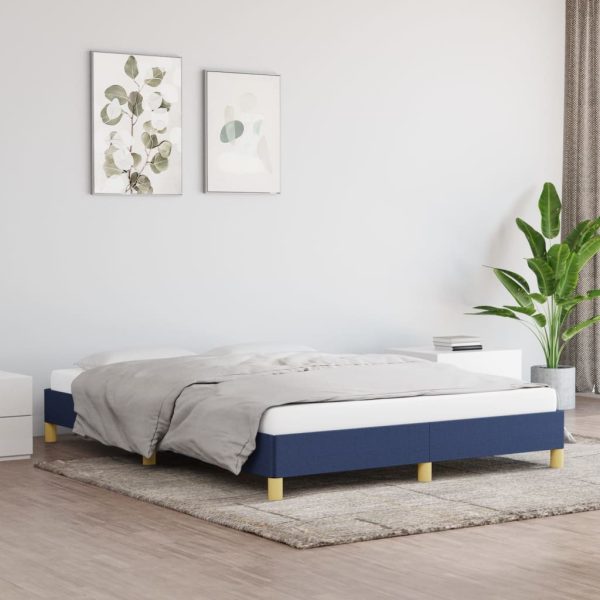 Cadru de pat fără saltea, albastru, 140×200 cm, textil