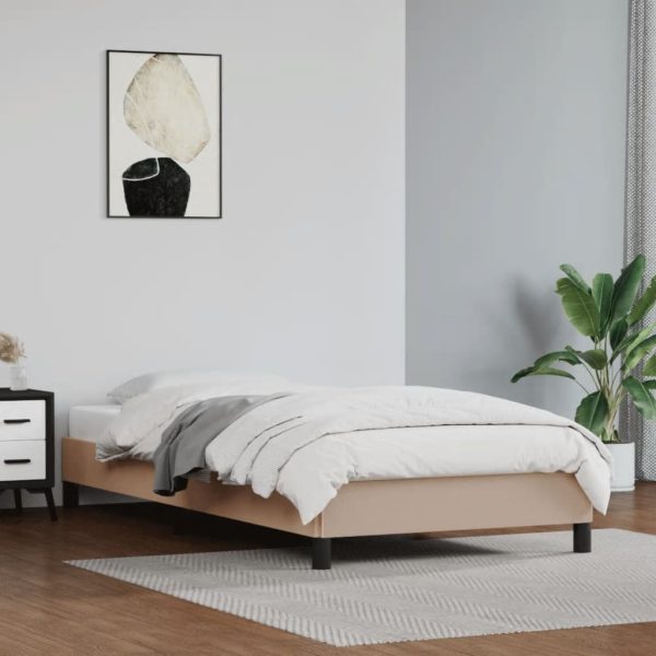 Cadru de pat, cappuccino, 90×200 cm, piele ecologică