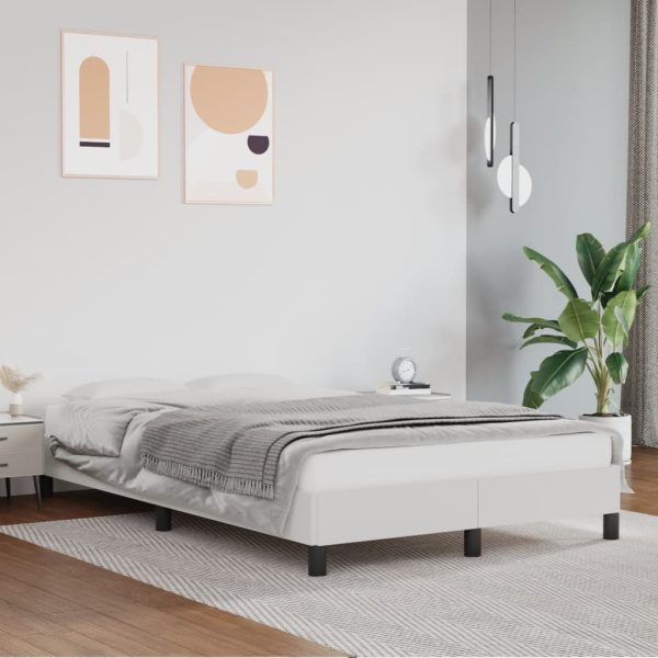 Cadru de pat, alb, 120×200 cm, piele ecologică
