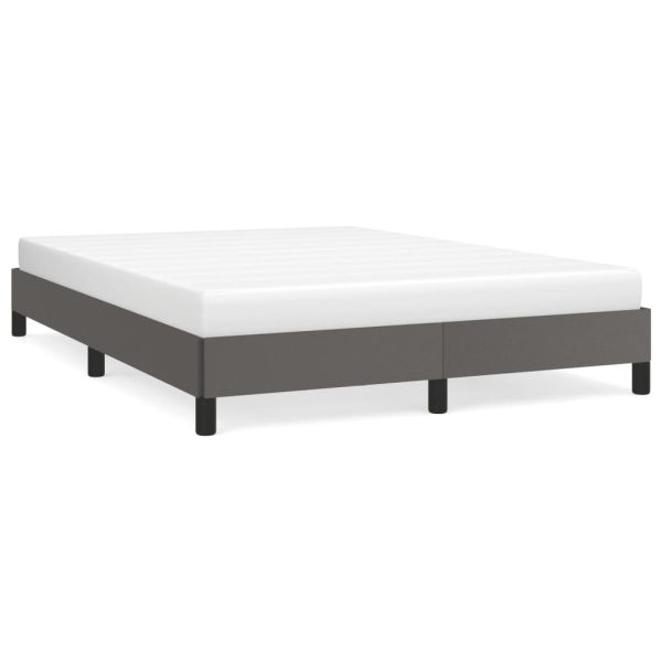 Cadru de pat, gri, 140×190 cm, piele ecologică