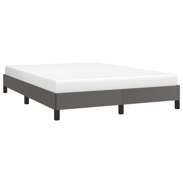Cadru de pat, gri, 140×190 cm, piele ecologică