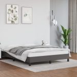 Cadru de pat, gri, 140×190 cm, piele ecologică
