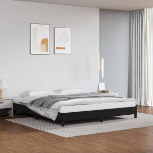 Cadru de pat, negru, 180×200 cm, piele ecologică