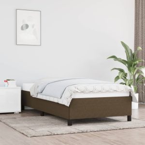 Cadru de pat fără saltea, maro închis, 90×190 cm, textil