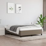 Cadru de pat fără saltea, gri taupe, 140×190 cm, textil