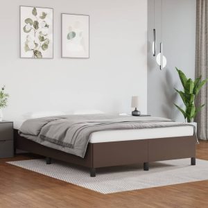 Cadru de pat, maro, 140×200 cm, piele ecologică