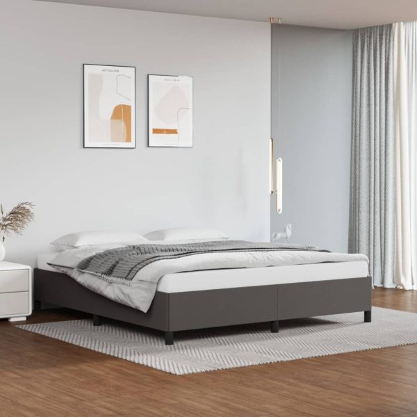 Cadru de pat, gri, 160×200 cm, piele ecologică