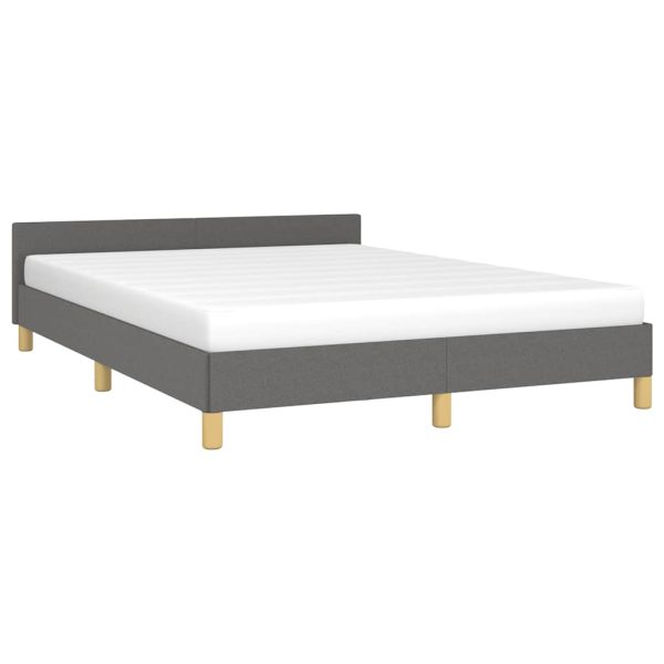 Cadru de pat fără saltea, gri închis, 140×190 cm, textil