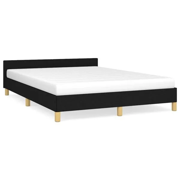 Cadru de pat fără saltea, negru, 140×190 cm, textil