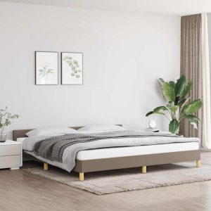 Cadru de pat fără saltea, gri taupe, 200×200 cm, textil