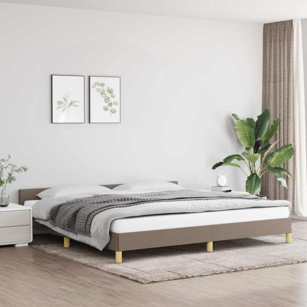 Cadru de pat fără saltea, gri taupe, 200×200 cm, textil