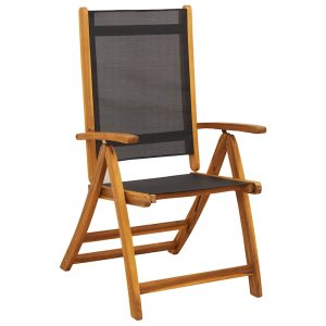 Scaune de grădină pliabile 6 buc. lemn masiv acacia & textilenă