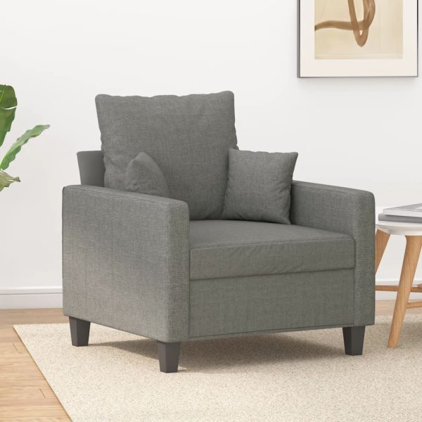 Fotoliu canapea, gri închis, 60 cm, material textil