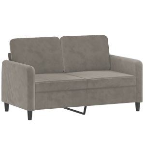 Canapea cu 2 locuri, gri deschis, 120 cm, catifea