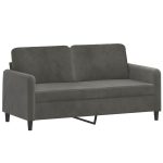 Canapea cu 2 locuri, gri închis, 140 cm, catifea