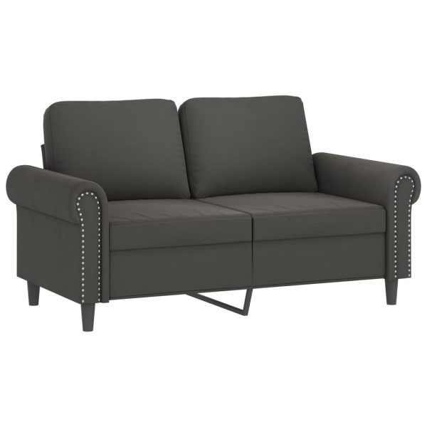 Canapea cu 2 locuri, gri închis, 120 cm, catifea