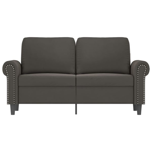 Canapea cu 2 locuri, gri închis, 120 cm, catifea